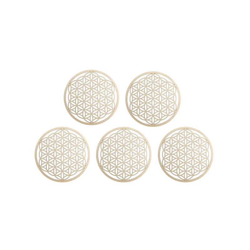 Wandschmuck "Blume des Lebens", Holz 6 cm - 5er Set