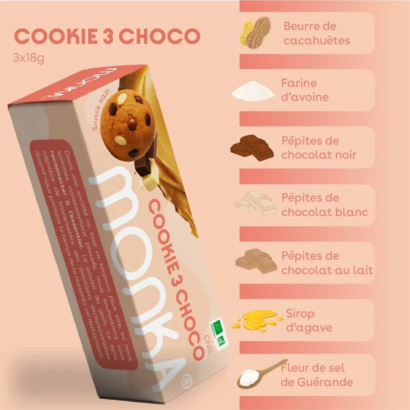 Monka® - Cookie 3 Chocolats (Bio)