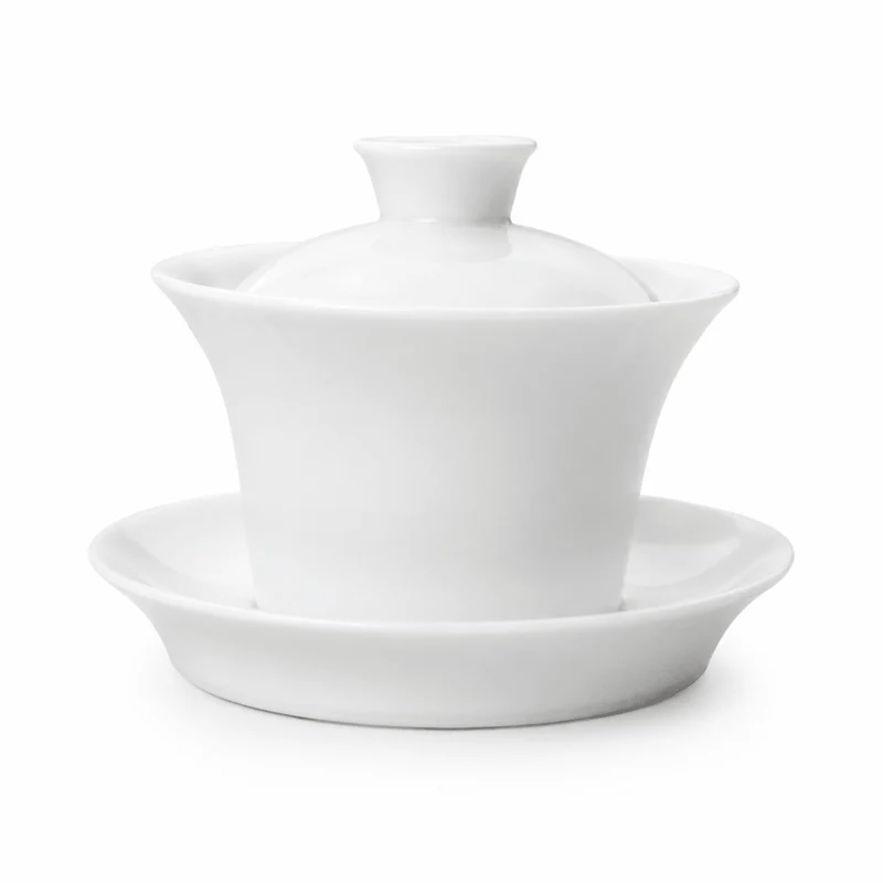 Jingdezhen „Hufeisen“ reines weißes Jade-Porzellan-Gaiwan