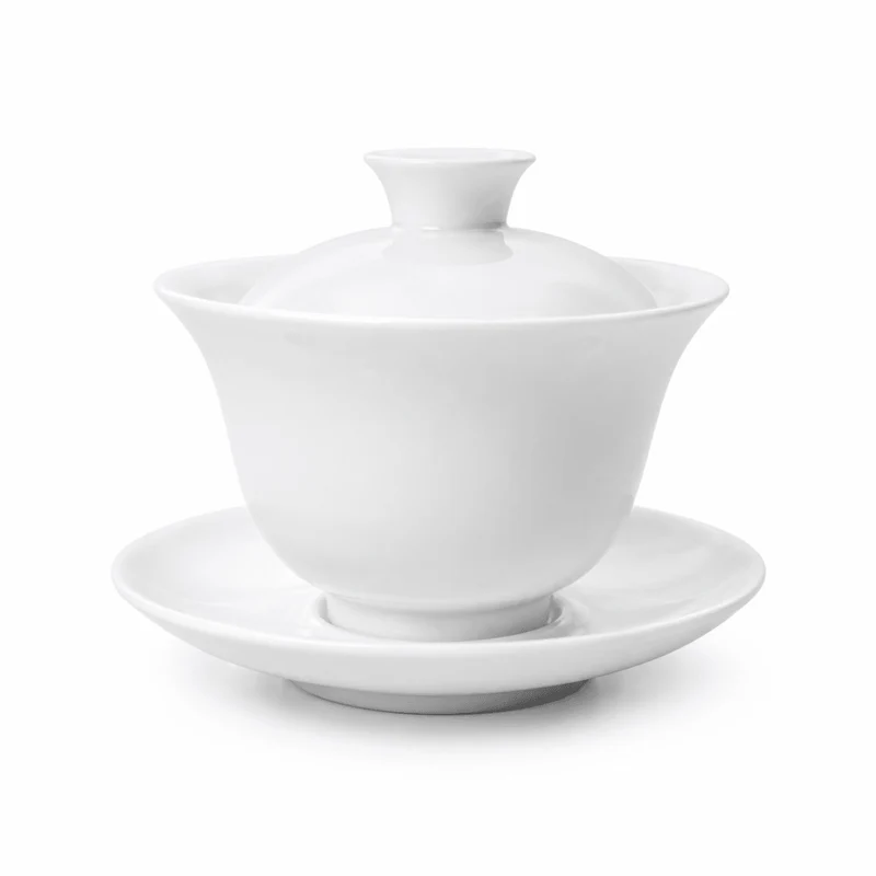 Jingdezhen „Pfingstrosenglocke“ Gaiwan aus reinem weißem Jade-Porzellan