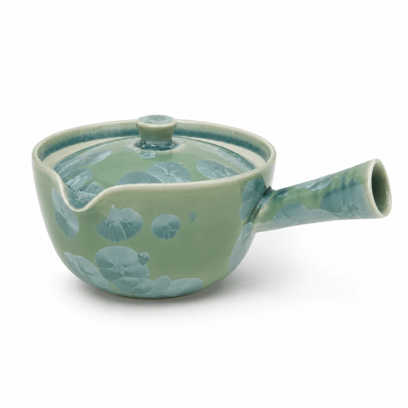 Frost Bloom – Japanische Kyoto-Eiskristallglasur-Teekanne (Kyusu)
