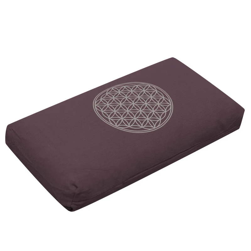 2. Wahl Yogakissen - klein - Blume des Lebens - mit Bio Dinkelspelz-Füllung - elderberry