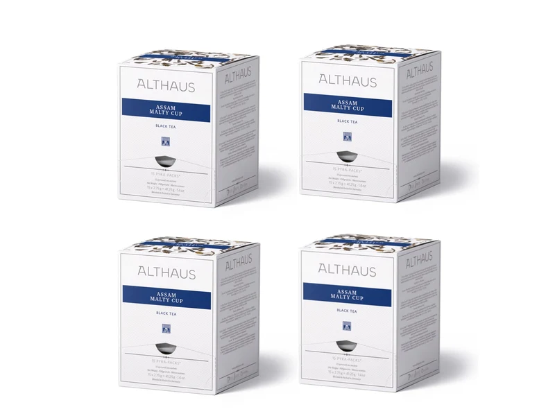 4 x ALTHAUS Assam Malty Cup Schwarzer Tee, 60 Pyramidenbeutel, 165g