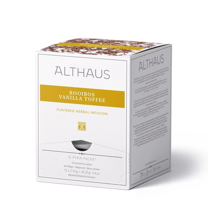 Althaus Rooibos Vanilla Toffee, Aromatisierter Kräutertee, 15 Pyramidenbeutel, 41,25g