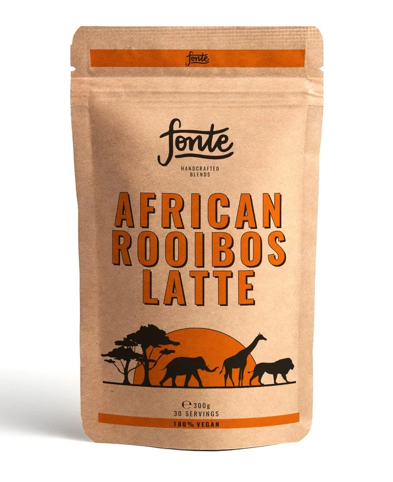 Fonte African Rooibos Latte, Handgefertigte Vegane Getränkemischung, 300g Pulver, 30 Portionen, Natürliche Zutaten, Koffeinfrei, Mit Antioxidantien