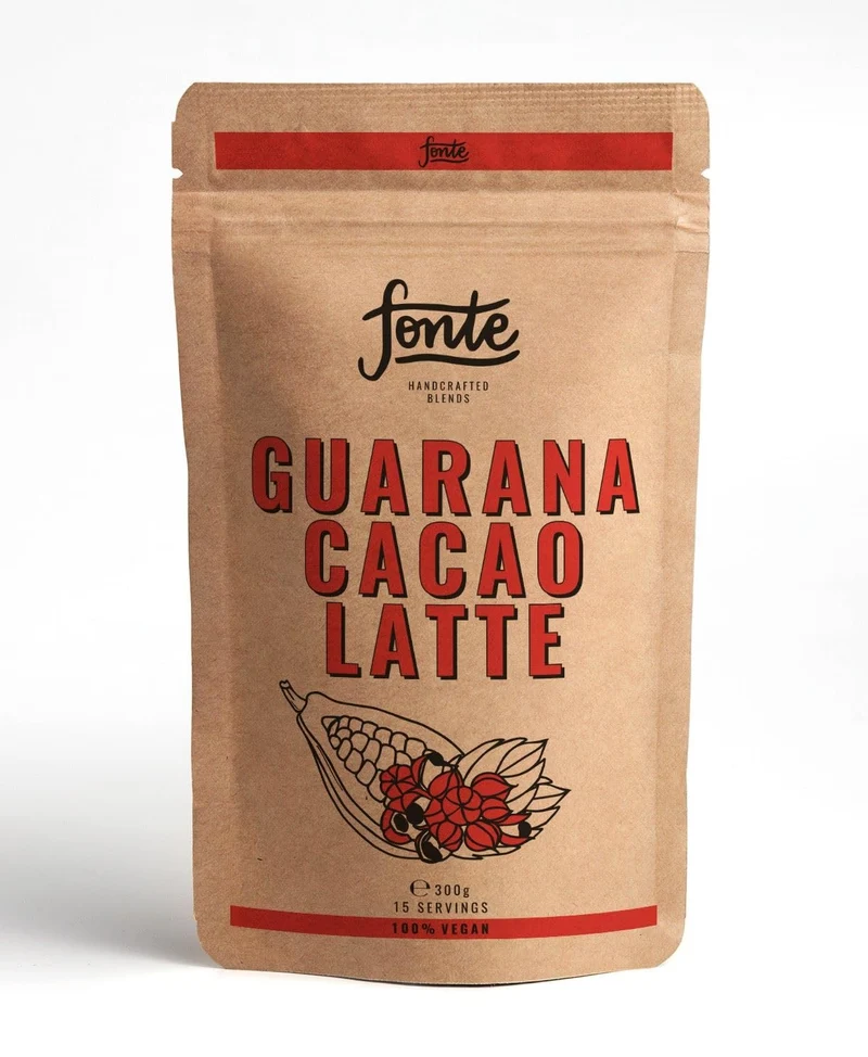 Fonte Guarana Cacao Latte, veganes Getränkepulver für schokoladigen Latte-Genuss, heiß & kalt anrührbar, 300 g = 15 Portionen, Guarana Kakao Latte, Kakao Latte Pulver, 100% vegan