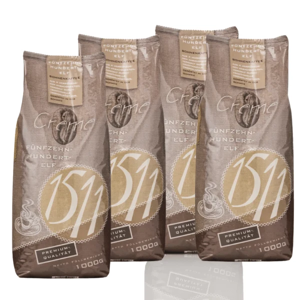 1511 Kaffee Creme, Premium Bohnenkaffee 4X1000G