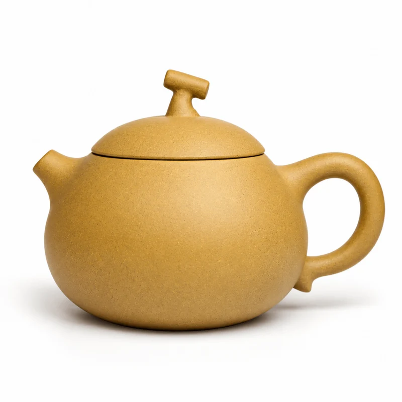 Goldene Birne – Handgefertigte Teekanne aus seltenem Yixing-Ton, 130 ml
