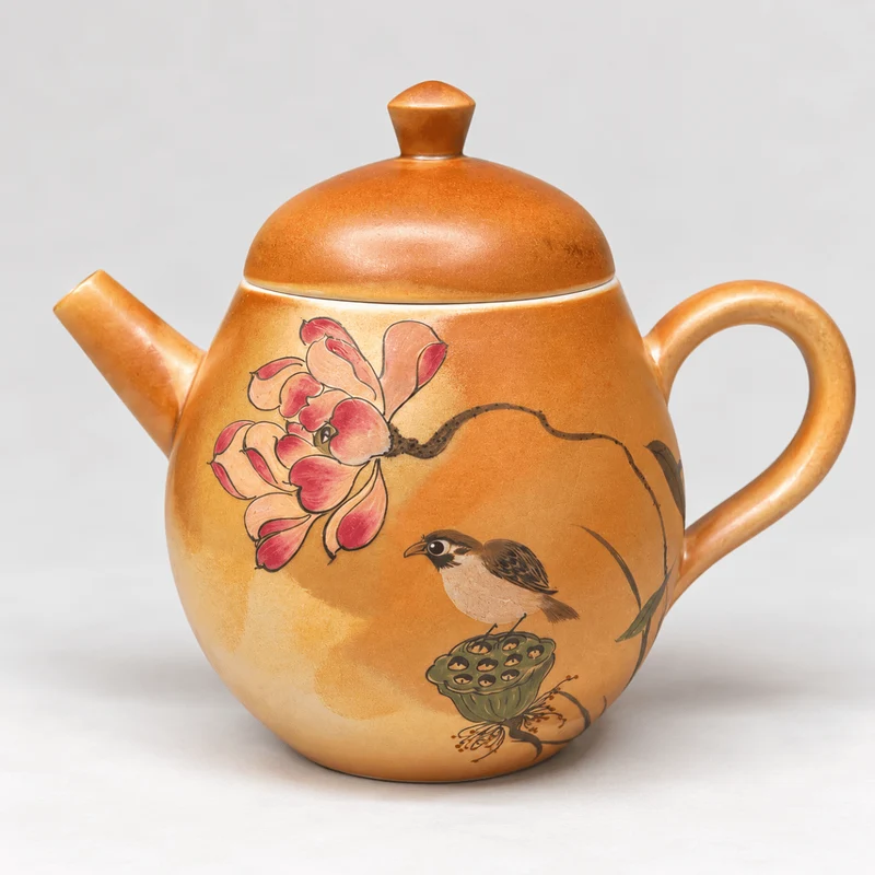 Lotus Whispers – Handgefertigte Jingdezhen-Teekanne, 130 ml