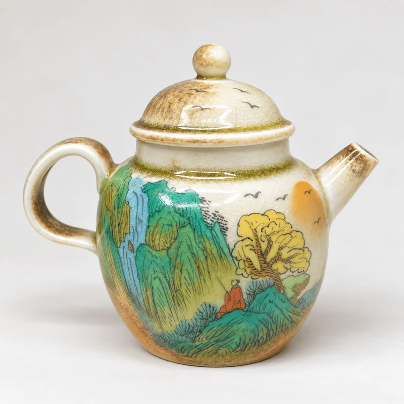 Emerald Mountains – Handgefertigte Jingdezhen-Teekanne 130 ml