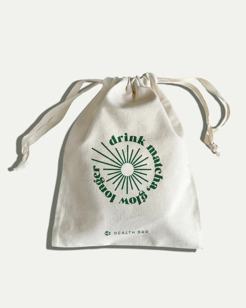 Matcha Reisebeutel aus Baumwolle – Glow on the Go