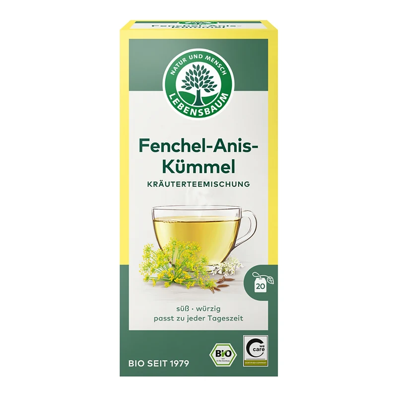 Bio Kräutertee Fenchel-Anis-Kümmel von Lebensbaum, 20 Teebeutel