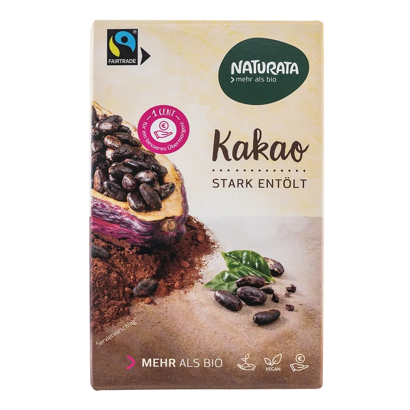 Bio Kakao von Naturata, stark entölt 10 -12 % Kakaobutter, 125g