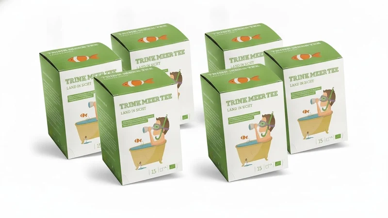 6 x Trink Meer Tee LAND IN SICHT - Premium Kräutertee Mandarine Vanille, 30 Kissenbeutel, Fruchtiger Premium Früchtetee mit Sanddorn, Fenchel & Melisse – handgenähte Kissenbeutel