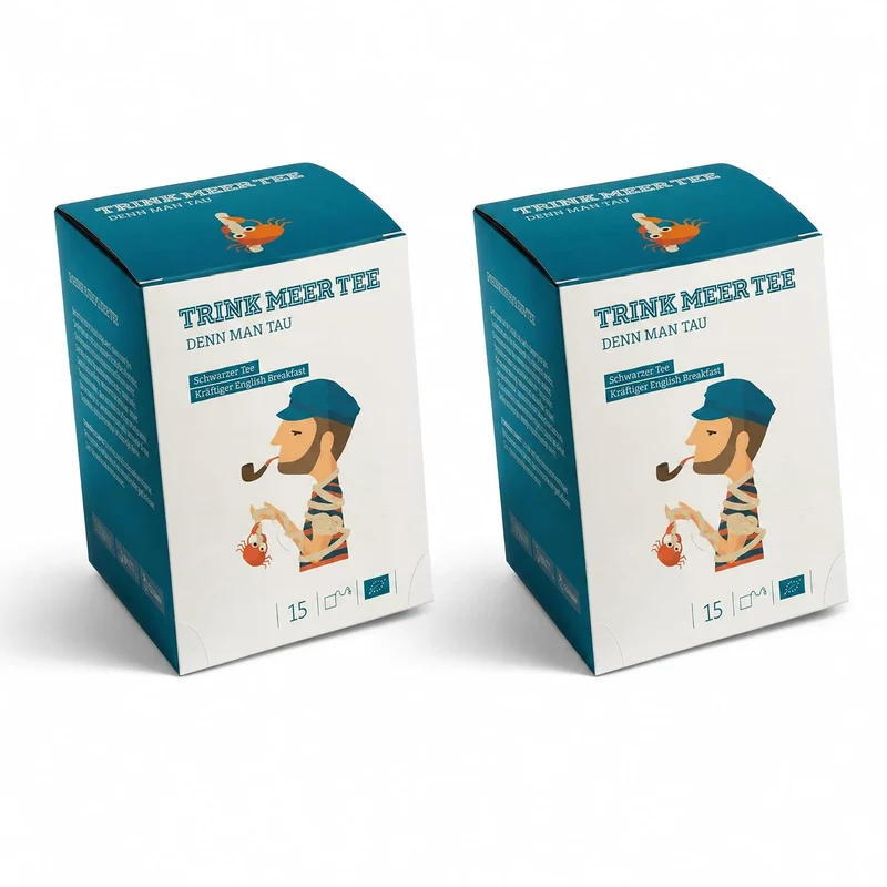 Doppelset Trink Meer Tee Denn Man Tau, Schwarzer Tee English Breakfast, 30 Teebeutel, 2er-Pack
