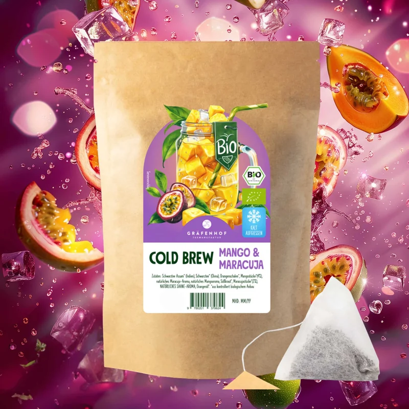 BIO Eistee Mango Maracuja (Cold Brew), 15 Pyramidenbeutel