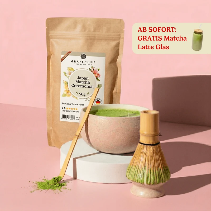 BIO Matcha Kennenlern Set + gratis Matcha latte Glas