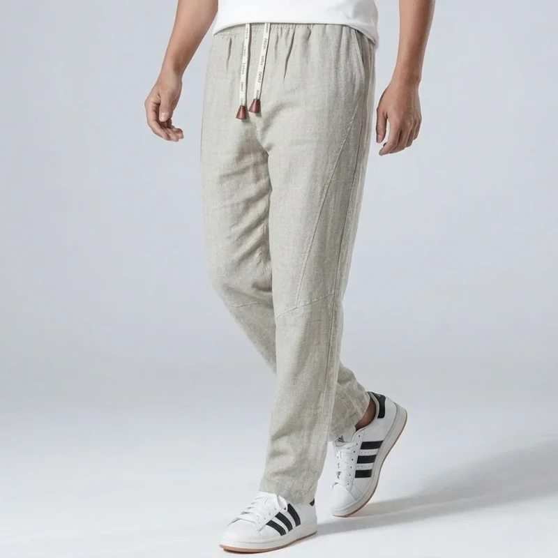 Pantalon ample en lin style japonais pour un confort quotidien