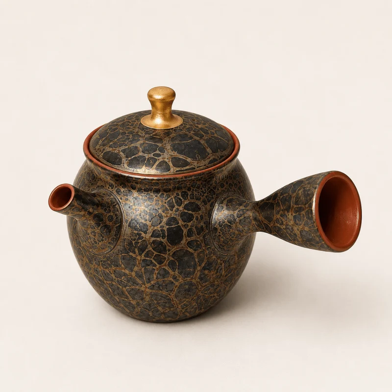 Goldenes Schildpatt - Japanischer Meister Shouryu Royal Gold Tenmoku Kyusu