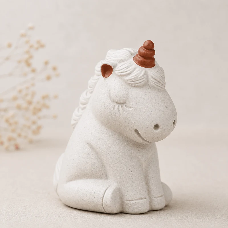 Wunsch-Einhorn – Handgefertigtes Teetier aus Ton
