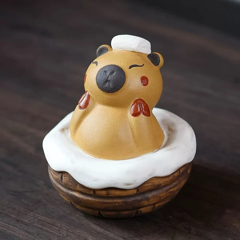 Badender Capibara - Handgefertigtes Teehaus aus Yixing-Ton