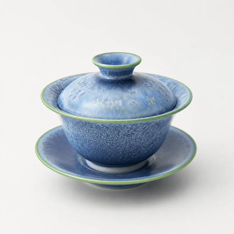 Mondschein-Azurblau – handgemachter Gaiwan aus Jingdezhen