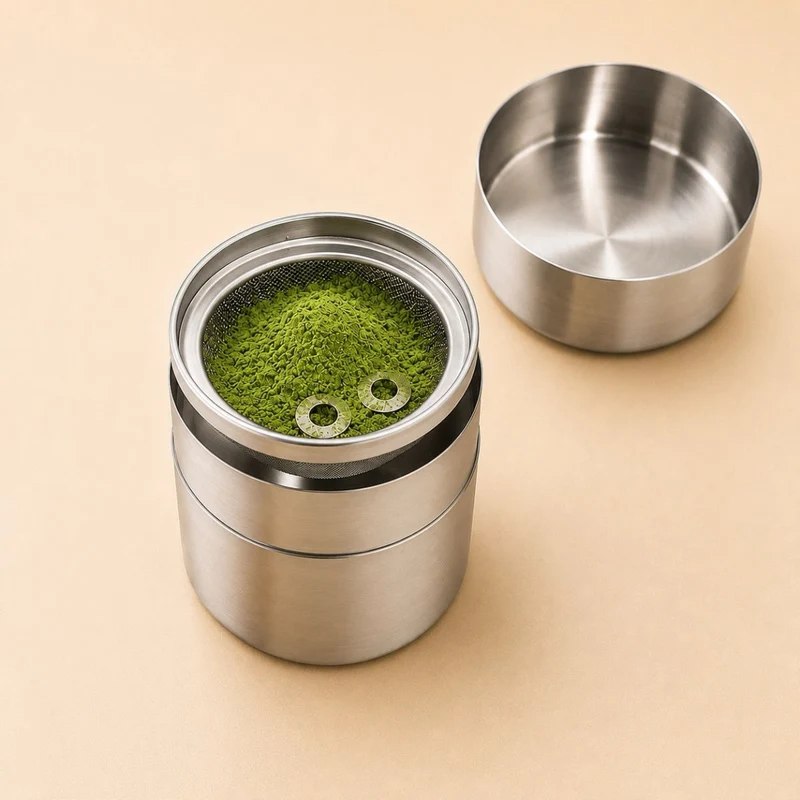 Japanisches Matcha-Sieb und Aufbewahrungsbehälter 2 in 1