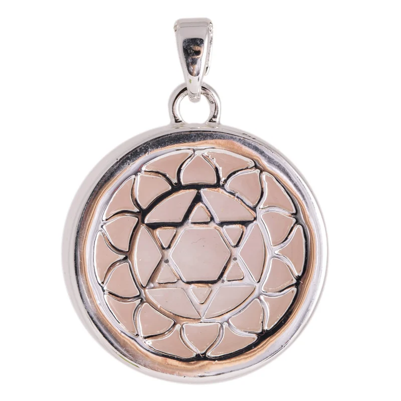 Herz-Chakra Anhänger mit Rosenquarz und Kette