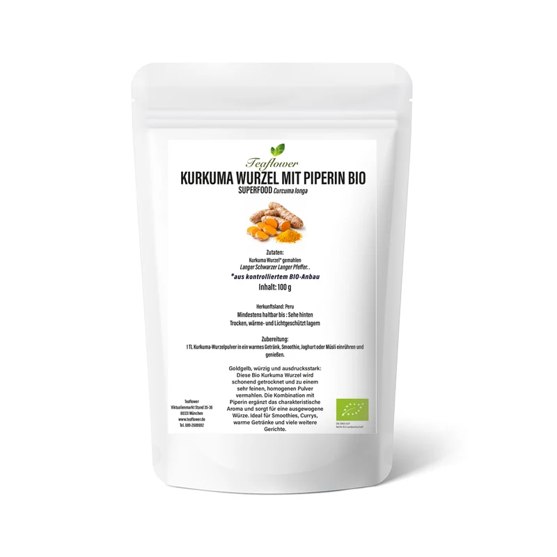 Superfood - Kurkuma Wurzel mit Piperin Bio