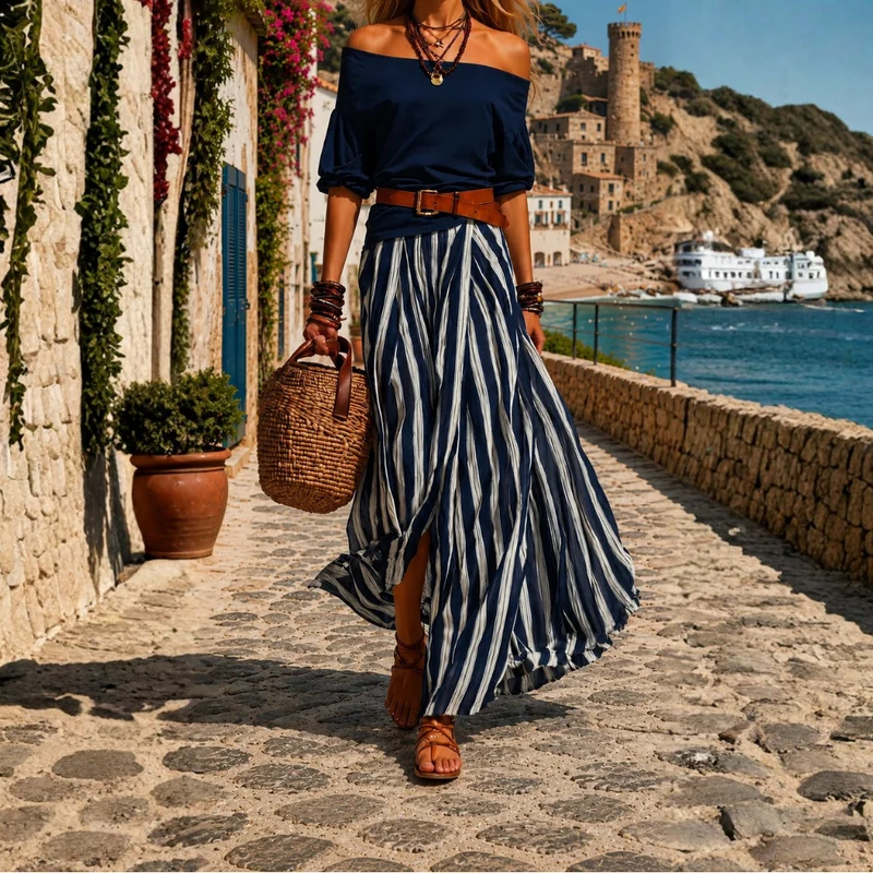 Ensemble Femme Fluide Rayé Élégant et Confortable
