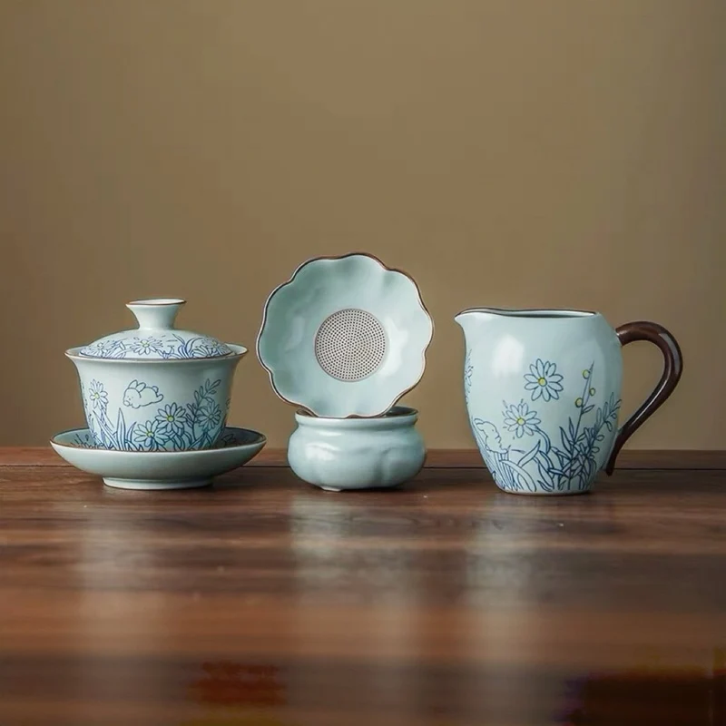Gartenkaninchen - Handgefertigtes Ru Kiln Gaiwan Set