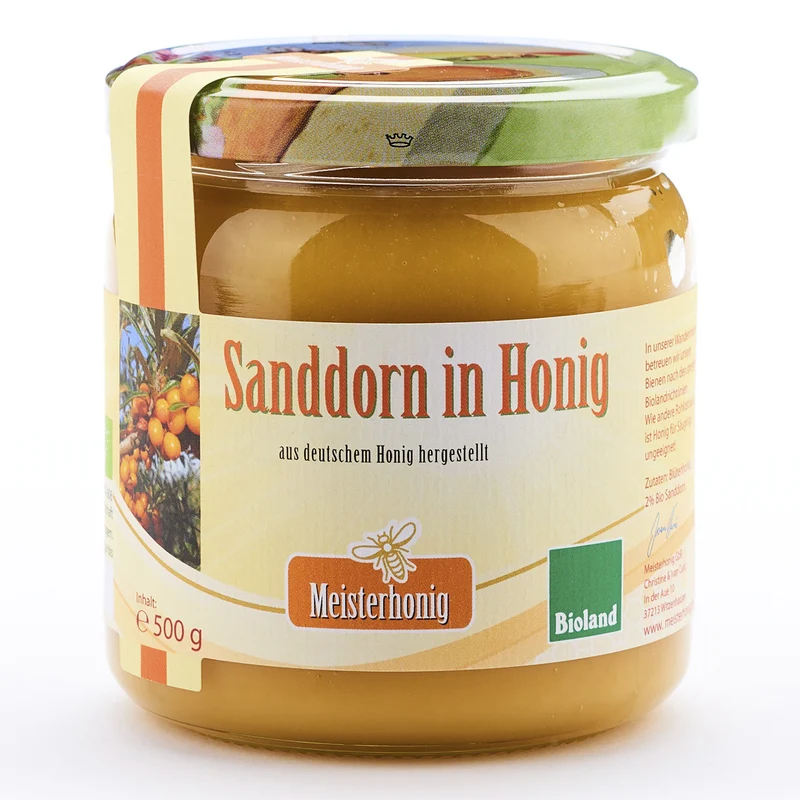 Bio Sanddorn in Honig von Meisterhonig, 500g