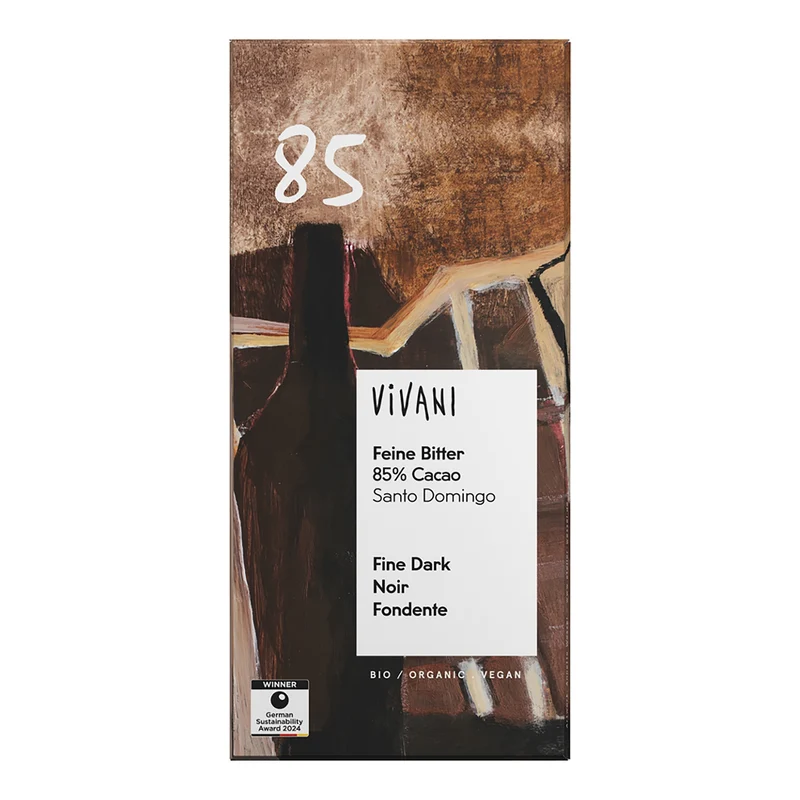 Feine Bitter Schokolade, bio, 85 % Kakao von Vivani, 80g