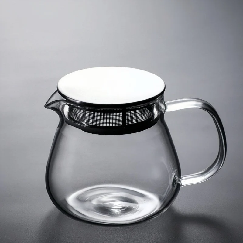 Große Glas-Teekanne mit Edelstahl-Filterdeckel