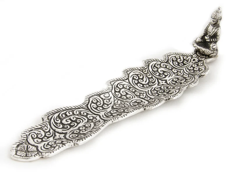 Räucherstäbchenhalter aus Weißmetall - Buddha