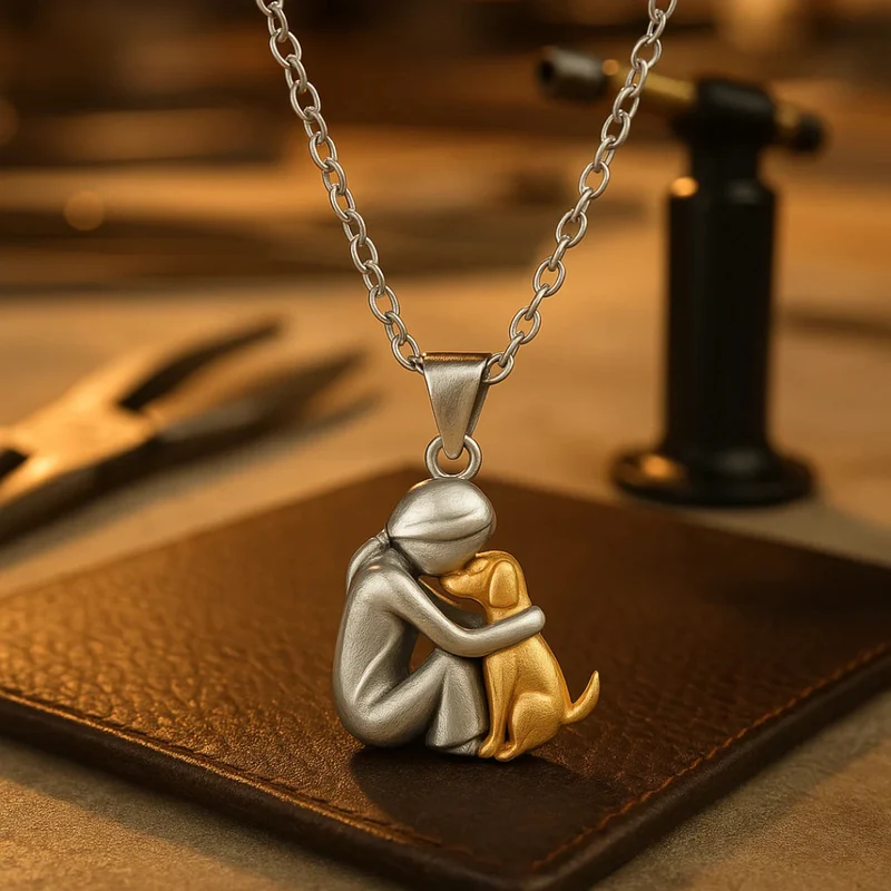 Collier cœur et chien élégant