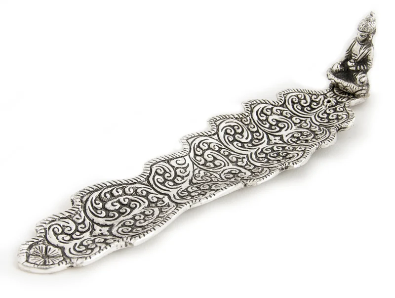 Räucherstäbchenhalter aus Weißmetall - Buddha
