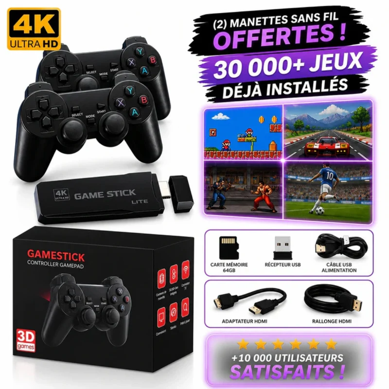 Console de jeux rétro avec manettes sans fil