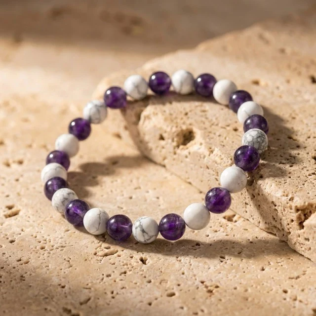Bracelet améthyste et howlite bien-être anti-stress naturel
