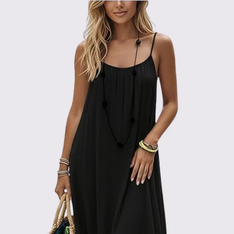Robe longue fluide à bretelles fines