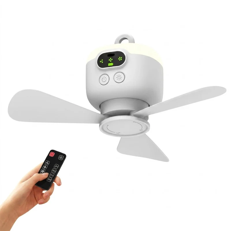 Ventilateur portable rechargeable avec LED et télécommande