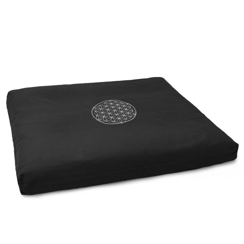 Futon - Blume des Lebens - black - organic cotton - 70 x 60 cm