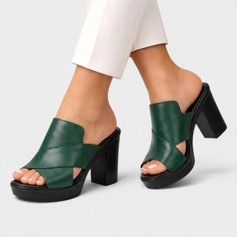 Mules à talons confortables à brides croisées élégantes