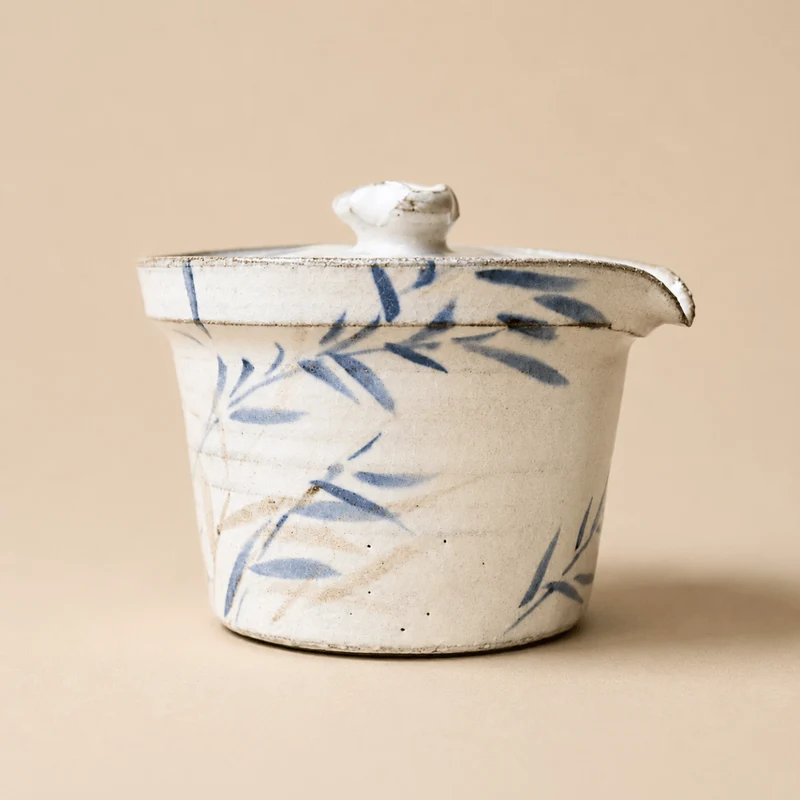 Jingdezhen „Bambuspavillon“ Steinzeug-Gaiwan mit Ausguss