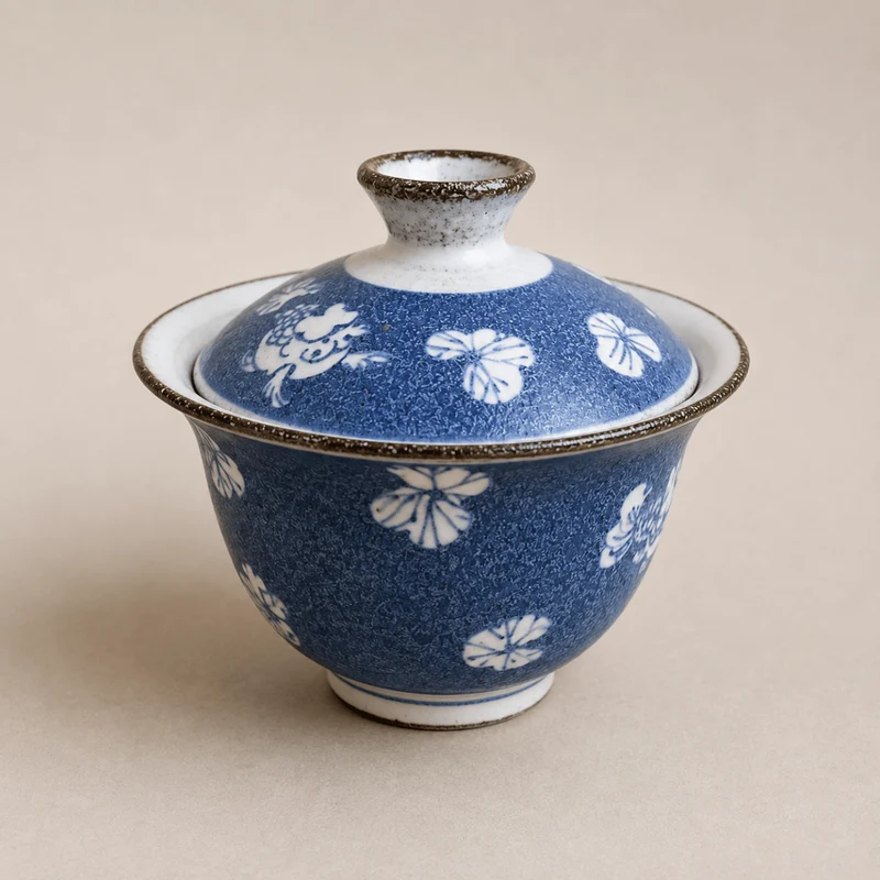 Jingdezhen handgemalte „Cerulean Tales“ von Qinghua Gaiwan