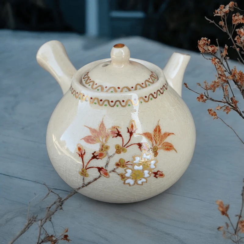 Tohomura handbemalte japanische Kyusu-Teekanne – Hanagokoro-Kollektion