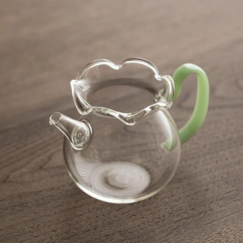 Teebereiter/Fairness-Tasse aus Blumenglas mit eingebautem Sieb