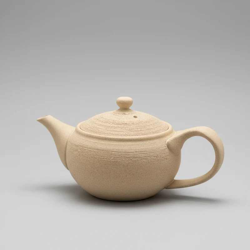 Handgefertigte japanische Kyusu – Beige Tokoname Teekanne