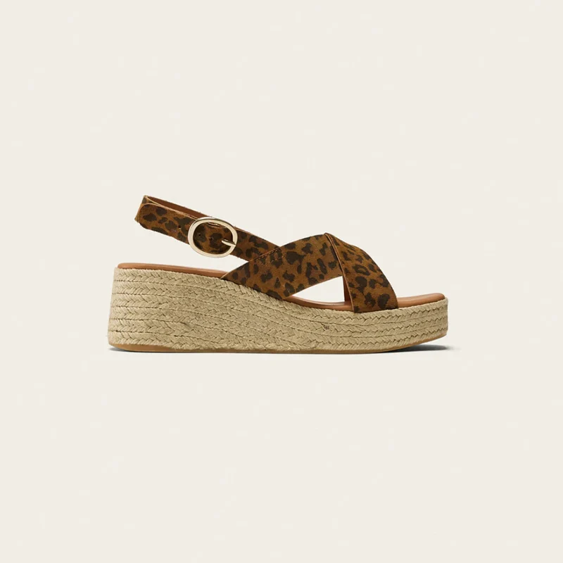 Espadrilles à plateforme motif léopard