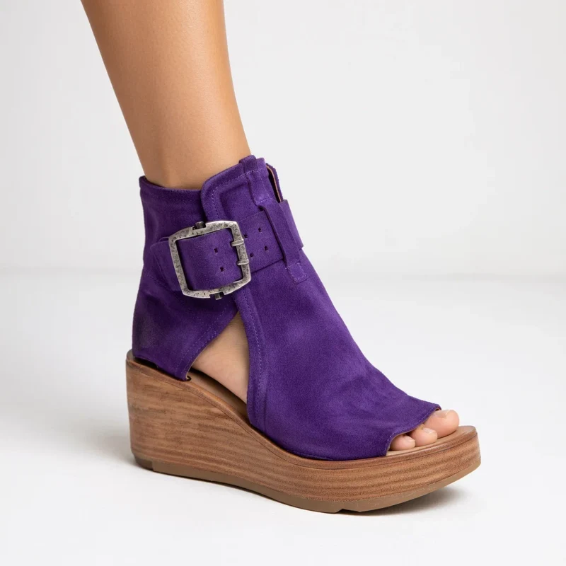 Bottines compensées ouvertes
